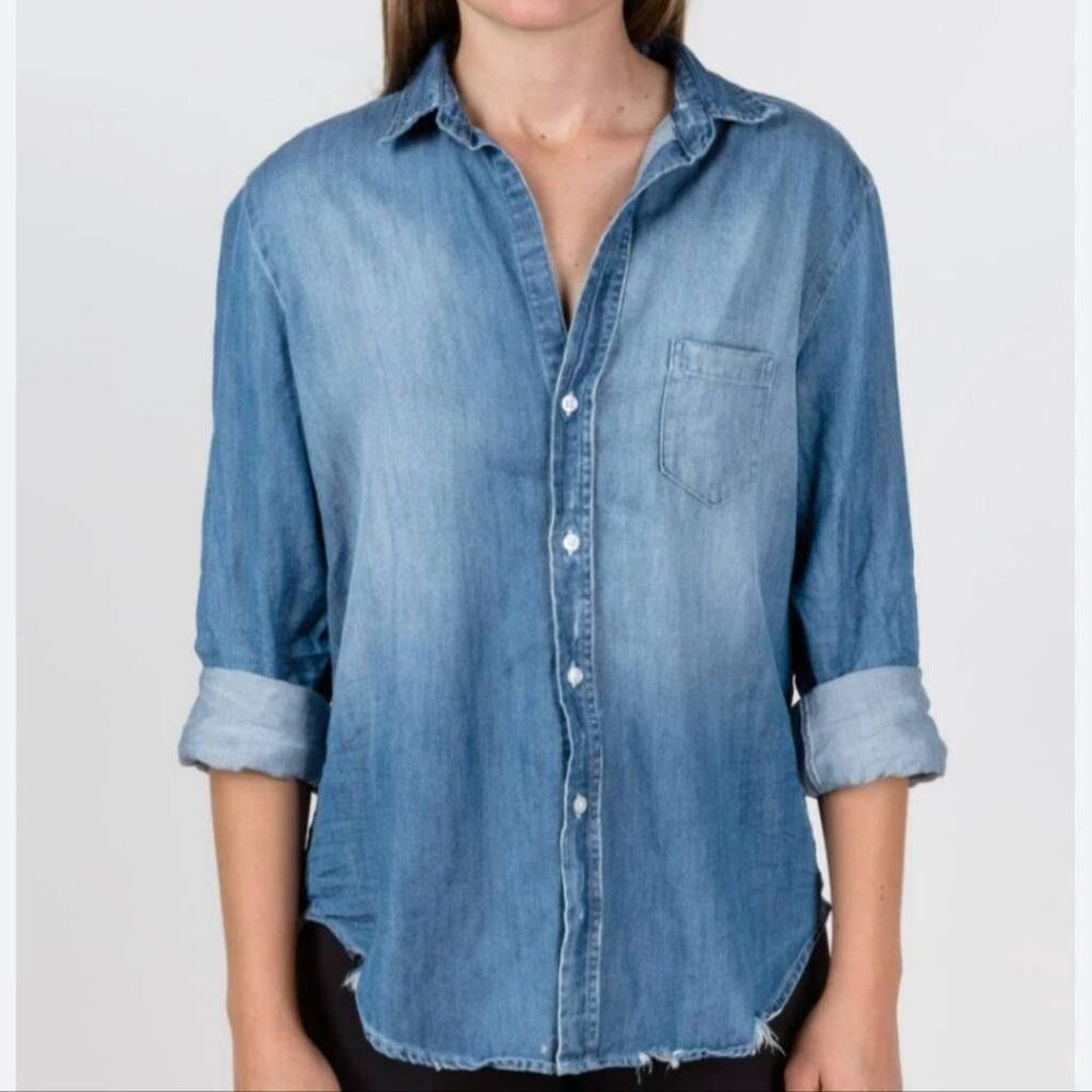 Frank & Eileen Eileen Relaxed Button Down in Vintage Wash Distressed Famous Deni